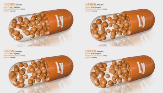 番茄红素-动画抗氧化胶囊概念高清在线视频素材下载