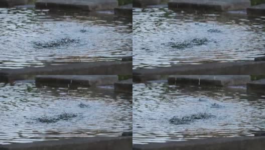 水滴从喷泉中落下的慢动作镜头高清在线视频素材下载