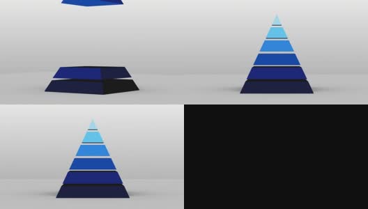 三维金字塔形状六层，矢量信息图(包括alpha)高清在线视频素材下载