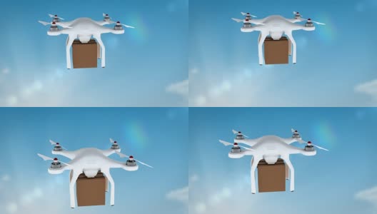 无人机抱着纸板箱的数字图像高清在线视频素材下载