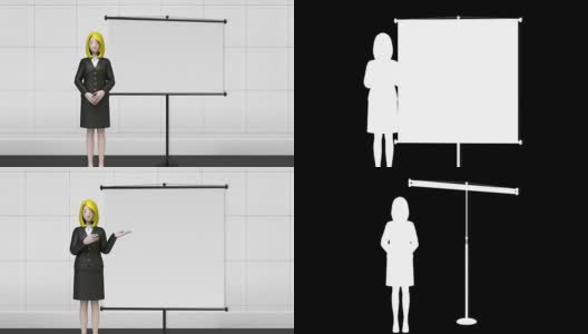 女商人展示前挂图。手势的手指出。高清在线视频素材下载