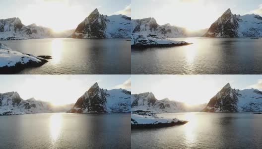 日落时的挪威海岸高清在线视频素材下载