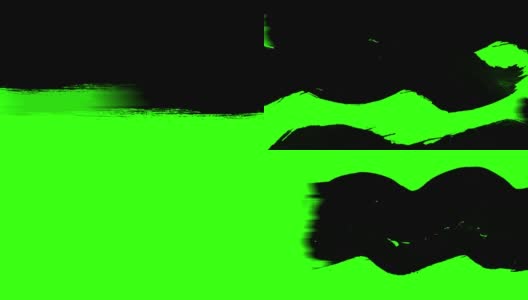 多抽象喷墨颜料笔刷横描黑色过渡上色度键绿色屏幕背景，动画绘制高清在线视频素材下载