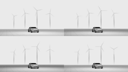 电动汽车和风力涡轮机高清在线视频素材下载