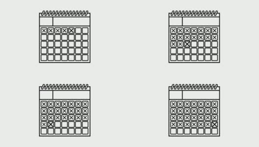 动画日历与十字标记。一月结束，日子一天天过去。在日历。视频高清在线视频素材下载