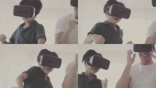 幸福的家庭与VR头戴高清在线视频素材下载