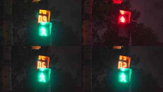 夜晚的红绿灯在中国上海市中心，交通和城市生活高清在线视频素材下载