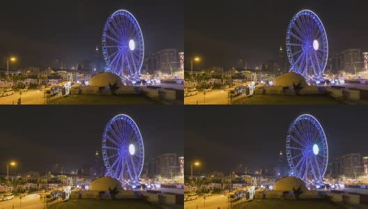 摩天轮与香港城市天际线高清在线视频素材下载