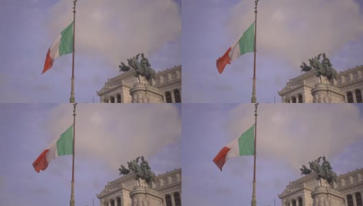 下午，意大利国旗在威尼斯广场飘扬高清在线视频素材下载