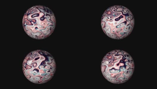 抽象球体彩色大理石墨水漩涡流体背景。mp4高清在线视频素材下载