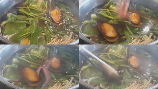 喜欢在日本餐厅吃涮锅涮锅和素喜烧高清在线视频素材下载