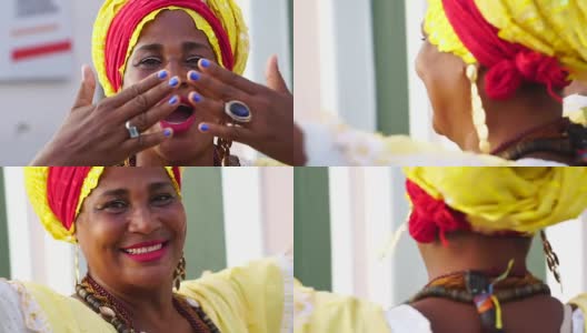 巴西妇女的肖像非洲后裔-拜阿纳高清在线视频素材下载