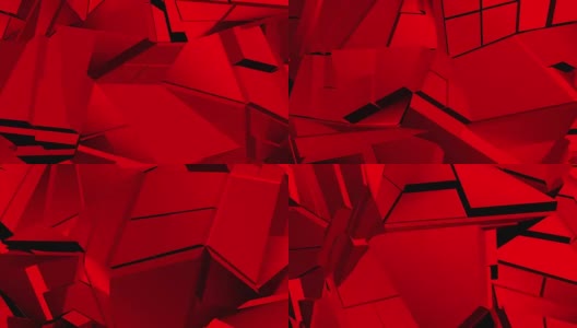 红色抽象多边形破碎形状波动无缝环。3 d动画。高清在线视频素材下载