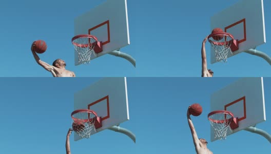 超级慢动作投篮篮球扣篮高清在线视频素材下载