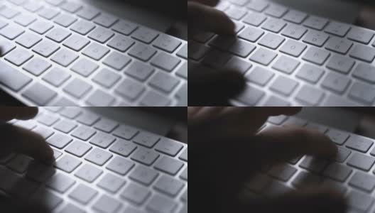 手在电脑键盘上打字-特写高清在线视频素材下载
