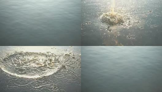 石头落入水中。缓慢的运动。高清在线视频素材下载