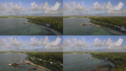 毛里求斯海岸线，鸟瞰图高清在线视频素材下载