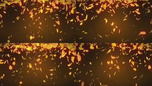 秋叶落在黄色的背景，银杏叶，环闪动画，高清在线视频素材下载
