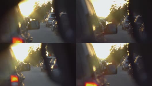 日落时分，在加州的街道上被塞车，以120帧/秒的慢镜头拍摄高清在线视频素材下载