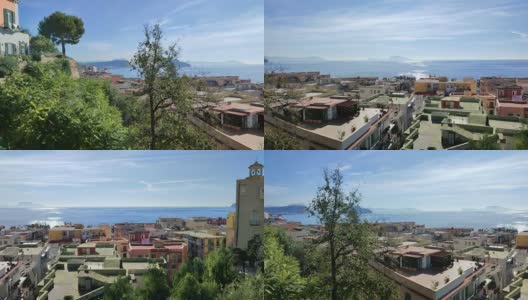 Pozzuoli -从Belvedere Sciarelli综述海湾高清在线视频素材下载