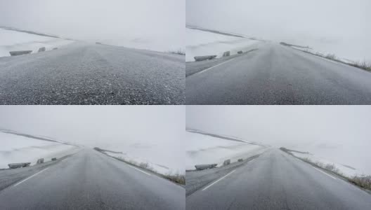 挪威，路上有雾。高清在线视频素材下载