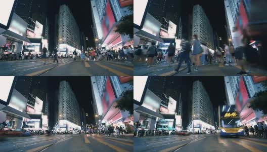 繁忙时段，香港商业区拥挤的街道高清在线视频素材下载