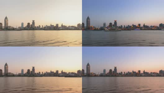 外滩日落时的城市天际线和城市景观。上海。Chiana (4 k间隔拍摄)高清在线视频素材下载
