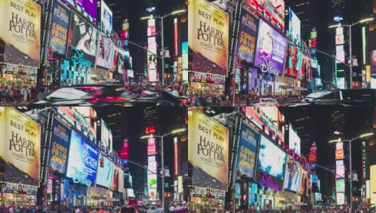 T/L TU时代广场的夜晚/纽约曼哈顿高清在线视频素材下载