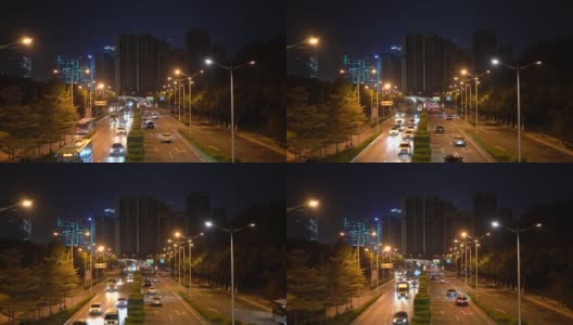 中国福建省厦门市环岛路夜间车流高清在线视频素材下载