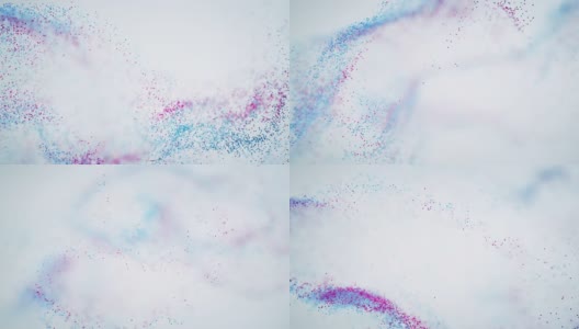 4k抽象粒子波背景-多色，创意-美丽的彩色粉环高清在线视频素材下载