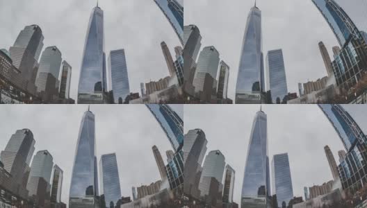 鱼眼俯瞰曼哈顿/纽约的摩天大楼高清在线视频素材下载