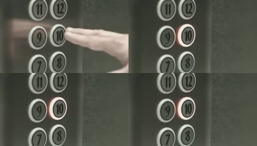 一个男人在十楼的电梯里按了一个按钮高清在线视频素材下载