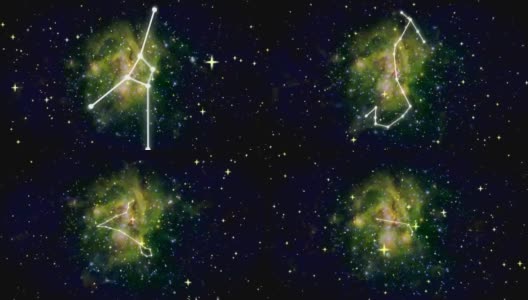 黄道带12星座在星系前面高清在线视频素材下载
