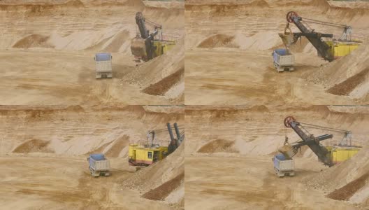 沙子采石场的卡车高清在线视频素材下载