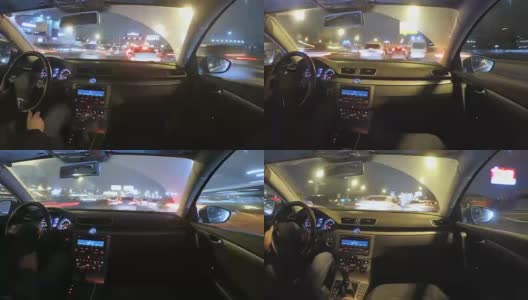 汽车晚上在路上行驶高清在线视频素材下载
