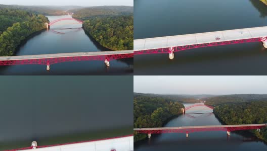 桥路新克罗顿水库鸟瞰图高清在线视频素材下载
