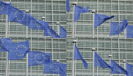 欧盟旗帜，布鲁塞尔高清在线视频素材下载