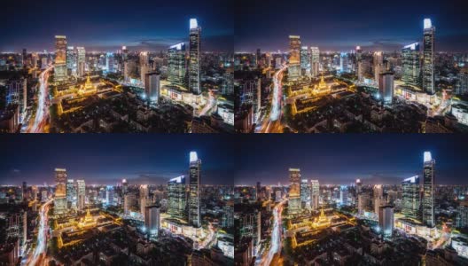 T/L WS HA晚上的现代摩天大楼/中国上海高清在线视频素材下载