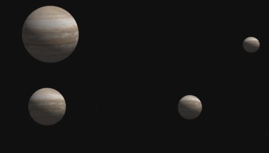 木星的文字空间在右边。超逼真的3D木星和恒星。木星从太空。3 d渲染。太空中的木星和木卫三。3 d动画。高清在线视频素材下载