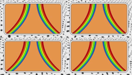 动画彩虹线在橙色矩形上移动的黑点在白色高清在线视频素材下载