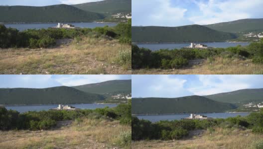 供奉圣母玛利亚的修道院和教堂。Zhanic岛,黑山高清在线视频素材下载