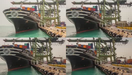 延时拍摄:在新加坡船厂码头工作高清在线视频素材下载