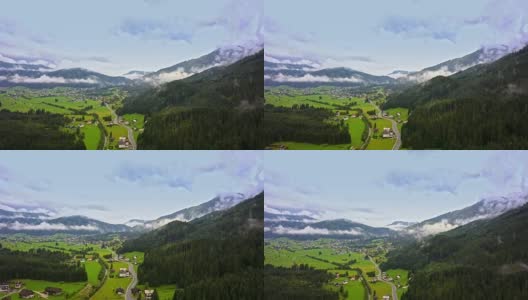 无人机鸟瞰图-飞越阿尔卑斯山，奥地利高清在线视频素材下载