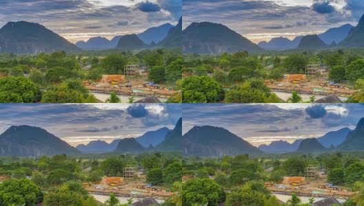 4K延时:美丽的日落在万荣，老挝高清在线视频素材下载