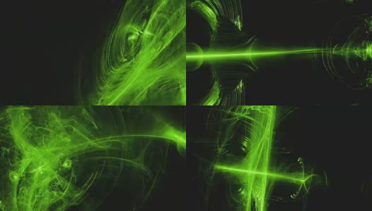 抽象图案在黑暗的背景与绿色黄线曲线粒子高清在线视频素材下载