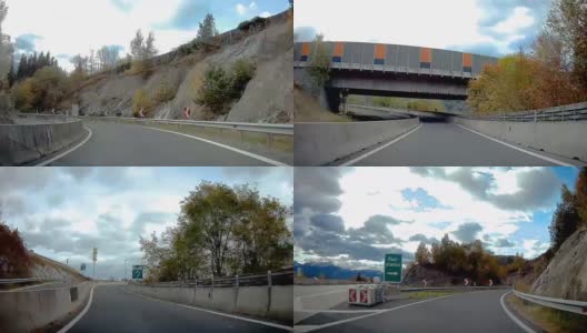 意大利一辆汽车的行车记录仪拍摄到一条弯曲的道路高清在线视频素材下载