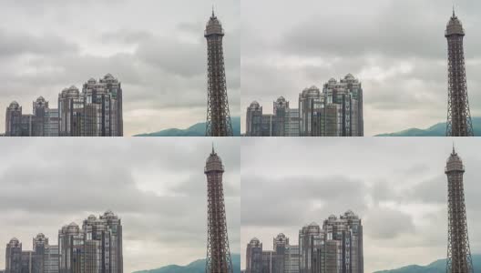 中国澳门城天光著名酒店侧前建筑全景4k时间推移高清在线视频素材下载