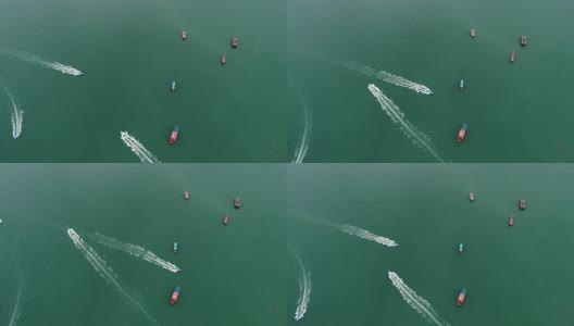 泰国芭堤雅海滩附近海上快艇的鸟瞰图高清在线视频素材下载