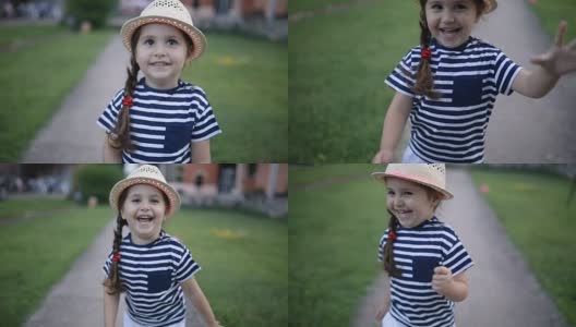 漂亮的小孩戴着帽子玩得很开心高清在线视频素材下载
