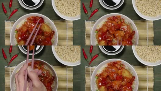 中国糖醋鸡饭高清在线视频素材下载